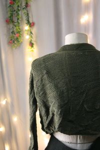 Olive Green Knit Cropped Cardigan