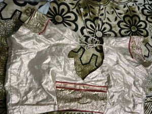 Elegant Silver Brocade Blouse