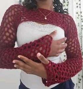 Crimson crochet sleeves