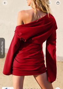 Chic Red Off-Shoulder Ruched Dress