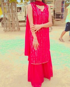 Elegant Pink Sequined Kurta Set