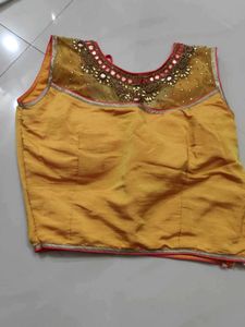 Embellished Yellow Silk Blouse
