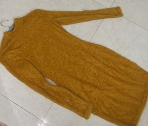 Mustard Fuzzy Bodycon Dress