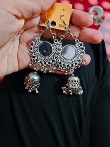 oxidised silver jhumka