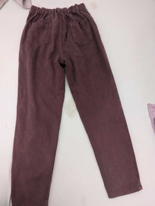 Stylish straight leg maroon jeans