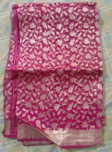 Elegant rani Pink Banarasi Silk Saree