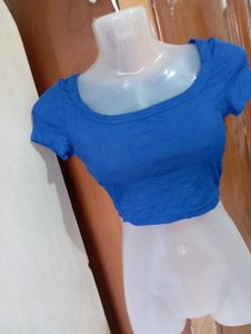 Royal Blue Ribbed Crop Top