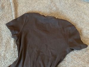 Cute Brown Ribbed T-Shirt