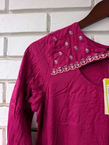 Stylish Embroidered Magenta Kurta
