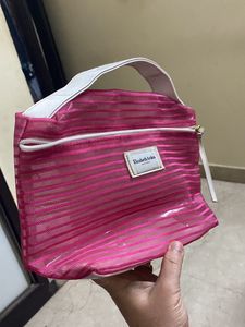 Elizabeth Arden Hot Pink And White Cosmetic Pouch