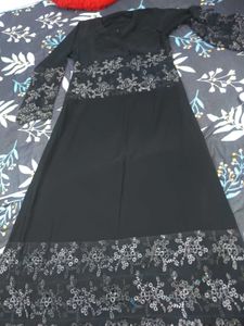 Elegant Black Abaya with Silver Embroidery