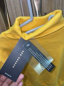 Yellow Cropped Turtleneck Sweatshirt