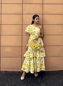 One shoulder Sunflower Dress
