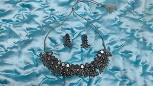 Oxidized Silver Necklace and Earring Set