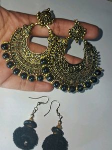 Black Pearl Earring With Combo