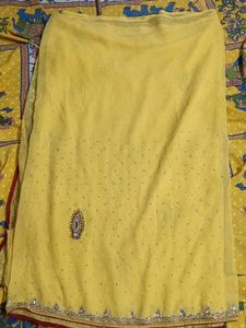 Beautiful Yellow Embellished Saree