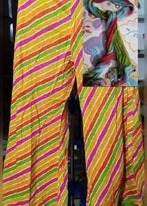 Elegant multicolor striped palazzo with dupatta