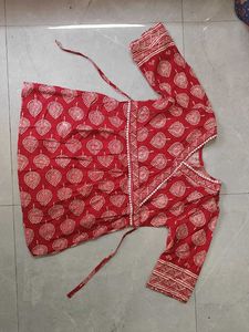 Red Ethnic Printed Kurta