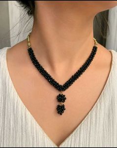 Elegant Black Beaded Necklace