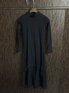 Chic Black High Neck Asymmetrical Dress