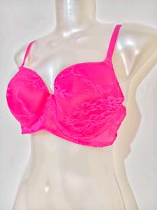 Vibrant Pink Lace Bra 36 B