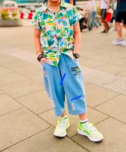 Stylish Boys' Tropical Shirt & Jeans Set