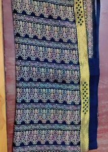 Elegant Blue Saree with Gold Border