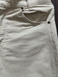 Off White Courdroy Pants For Ladies