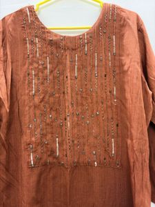 Elegant Brown Embellished Kurta