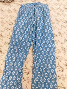 Blue Printed Kurta Set with Lace Trim