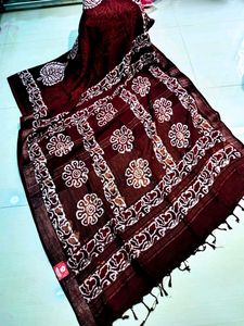 Brand New Designer Linen Batik Print Saree