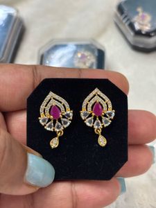 Elegant Ruby & Diamond Stud Earrings