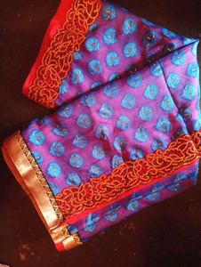 Blue and Red Festive Saree