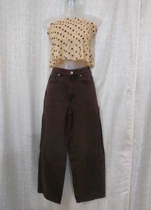 Wide-Leg Brown BaggyJeans