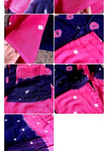 Pink and Navy Bandhani suit material