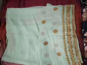 Beautiful Mint Green saree with boluse