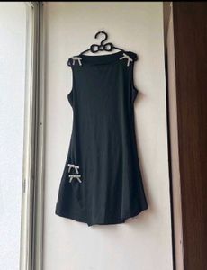 Cute Black Dress with Bow Accents