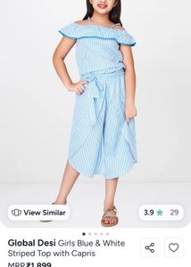 Global desi Girls' Blue & White Striped Outfit