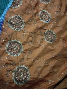 Orange Embroidered Silk ethnic skirt