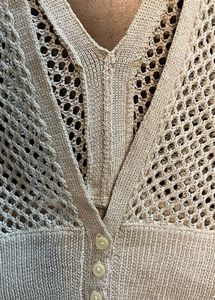 Cream Crochet V-Neck Sleeveless Top
