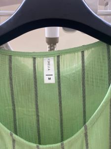 Light Green Striped Bell Sleeve Top
