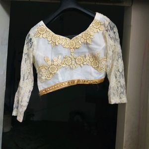 Elegant White &amp; Red Lehenga Choli Set