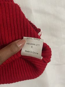 Red Ribbed Sleeveless Tank Top