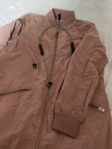Long Brown Bomber Jacket