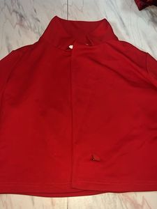 Red Collared Cape Top