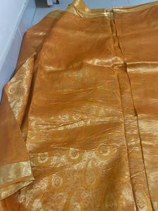 Elegant Orange Saree with Golden Border