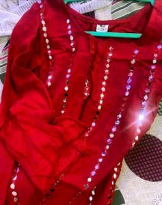 Red Mirror Kurta