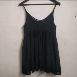 Black Textured Sheer Top