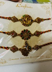 Designer Rakhi Set - Ganesha, Peacock & Floral