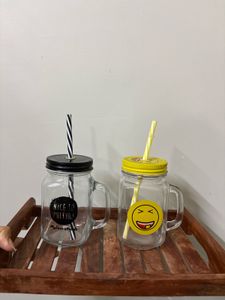 Cute Mason Jar Glasses with Straws